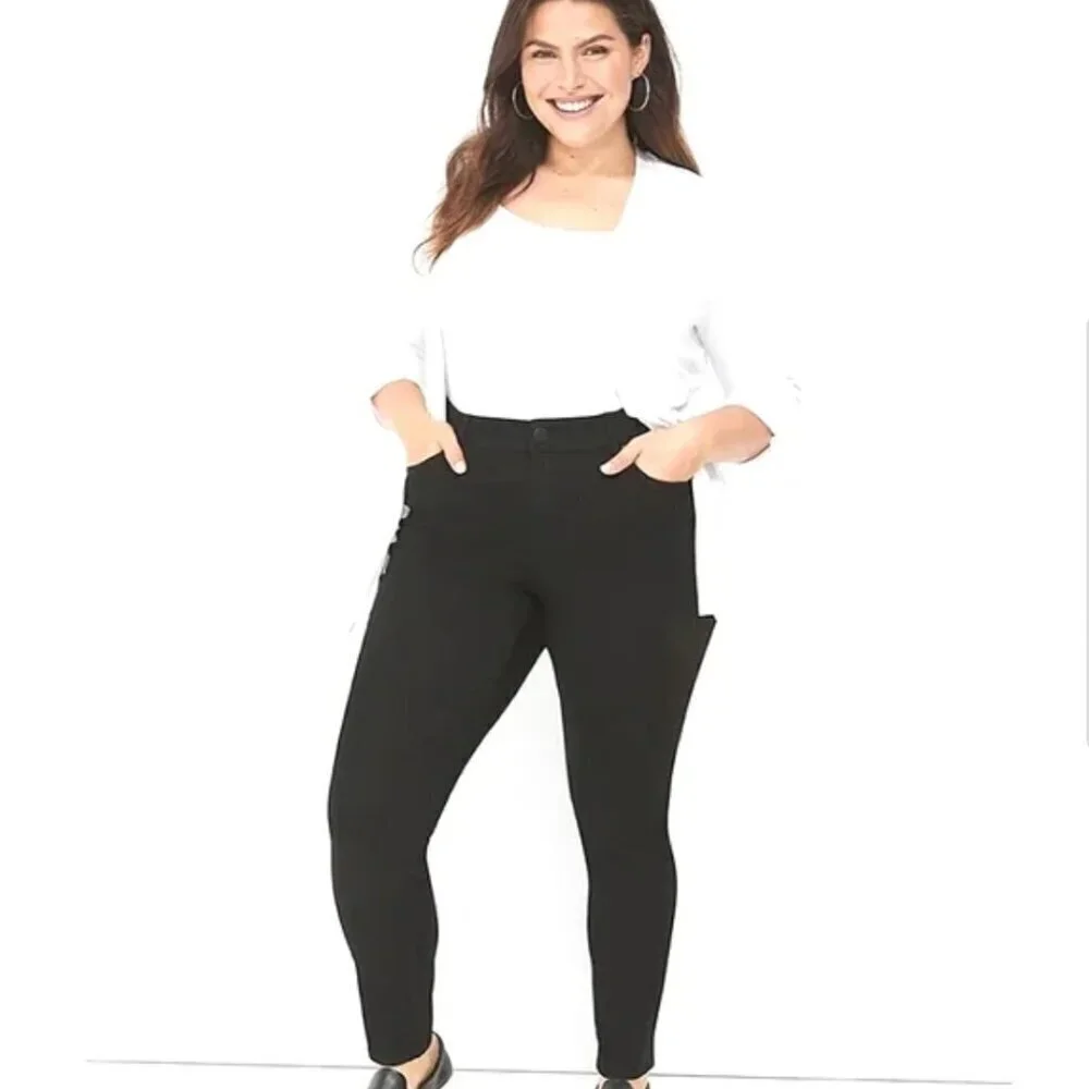 Lane Bryant Black Signature Fit Mid-Rise Skinny Jeans size 18 with Flex Magic
